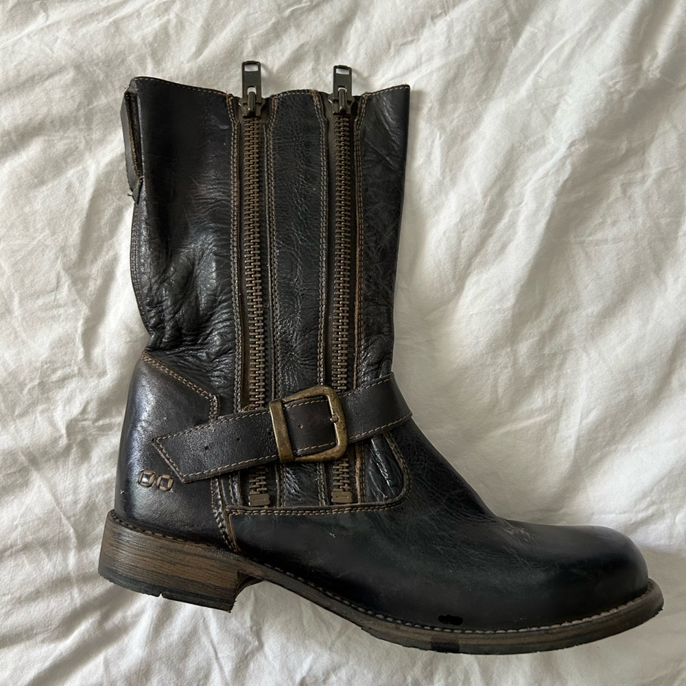 BED|STU Soft Black Leather Moto Boots
